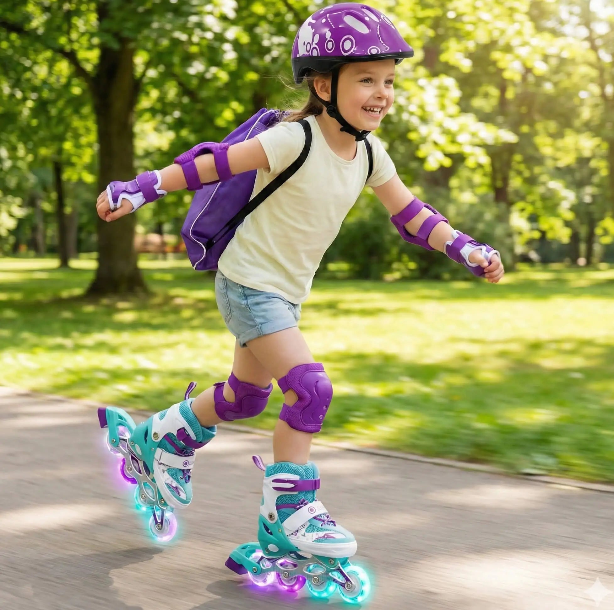 Combo de Patines en linea Onwheels 8101 + Kit de Protección + Casco + Rueda con luz