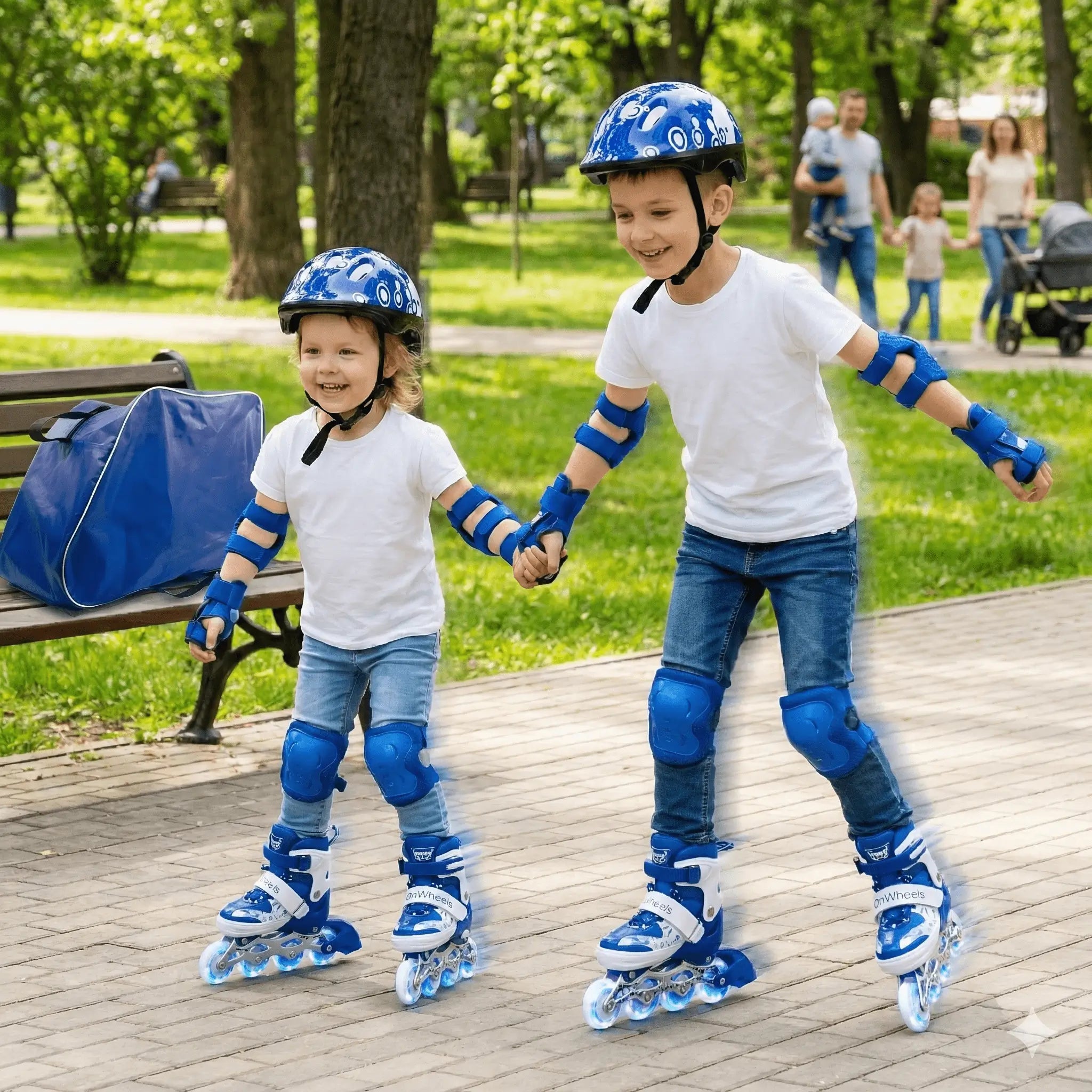 Combo de Patines en linea Onwheels 8101 + Kit de Protección + Casco + Rueda con luz