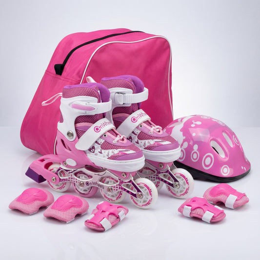 Combo de Patines en linea Onwheels 8101 + Kit de Protección + Casco + Rueda con luz