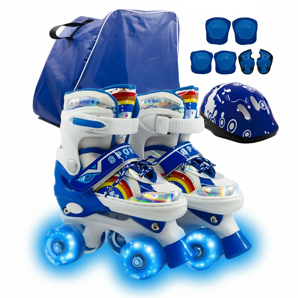 Combo infantil de Patines Ajustables OnWheels 176TS +  Casco + Protecciones  con llantas de luz