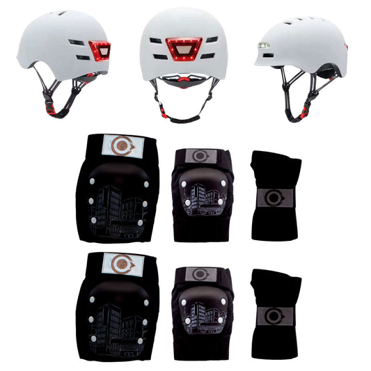 Casco Urbano Luz Led  + Protecciones Urbanas OnWheels