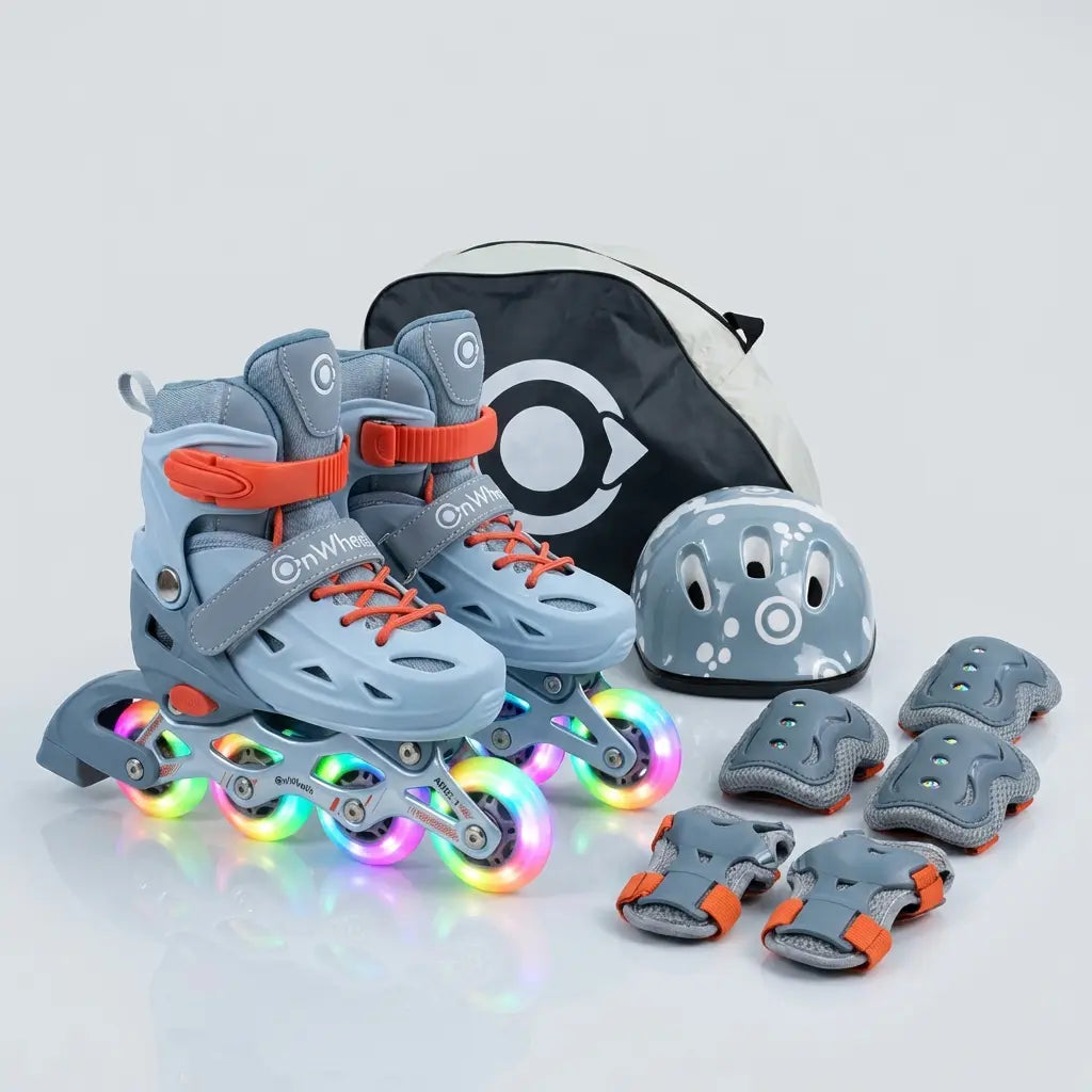 Combo de Patines OnWheels Adventure en linea + Kit de Protección + Casco