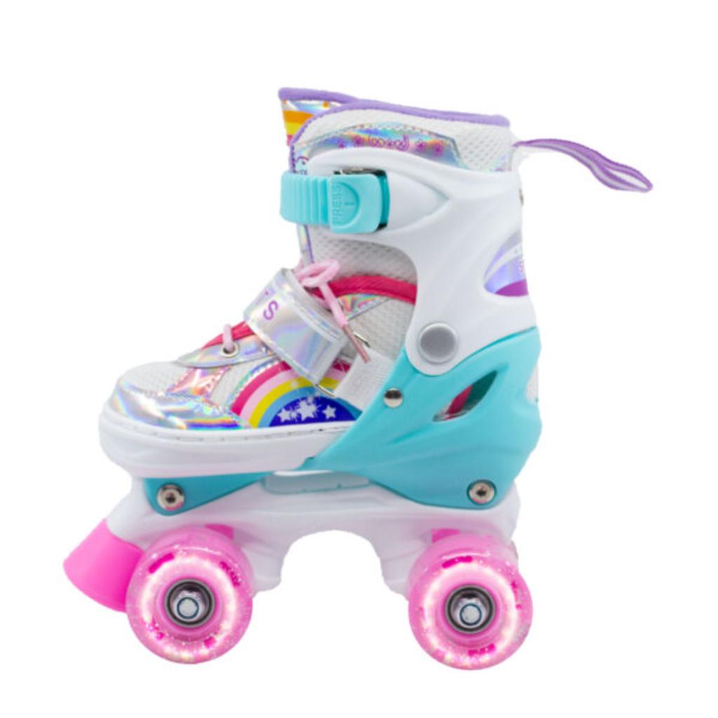 Combo infantil de Patines Ajustables +  Casco + Protecciones  con llantas de luz