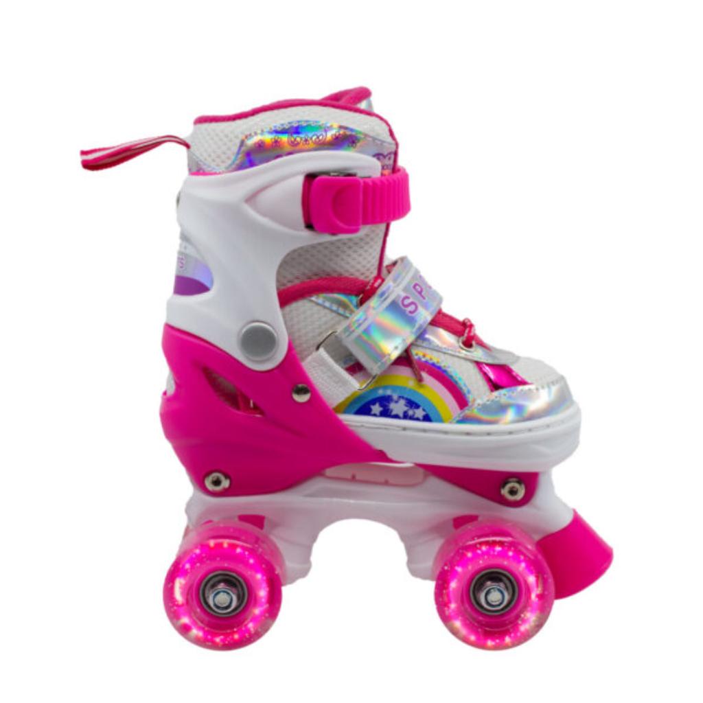 Combo infantil de Patines Ajustables +  Casco + Protecciones  con llantas de luz