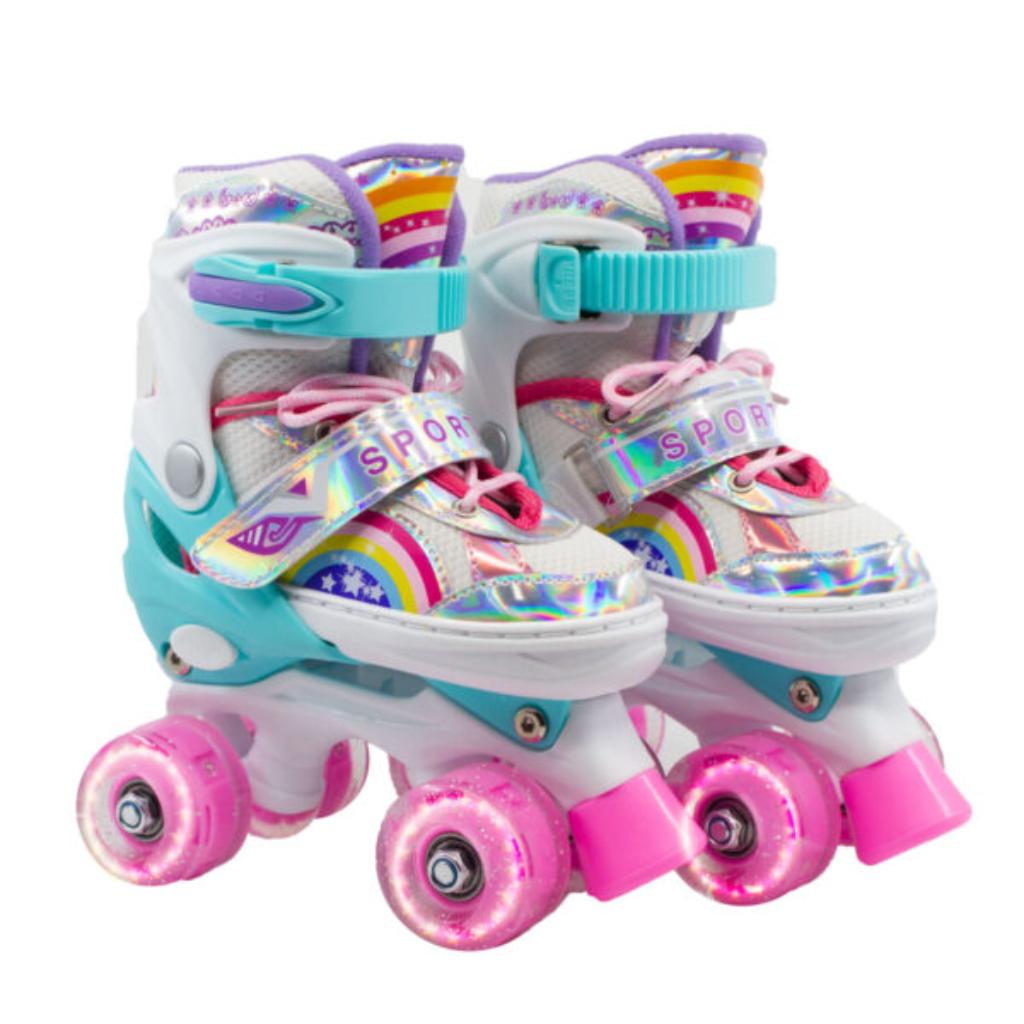 Combo infantil de Patines Ajustables +  Casco + Protecciones  con llantas de luz