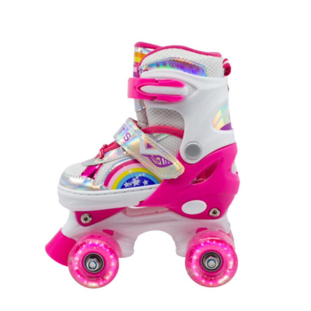 Combo infantil de Patines Ajustables +  Casco + Protecciones  con llantas de luz