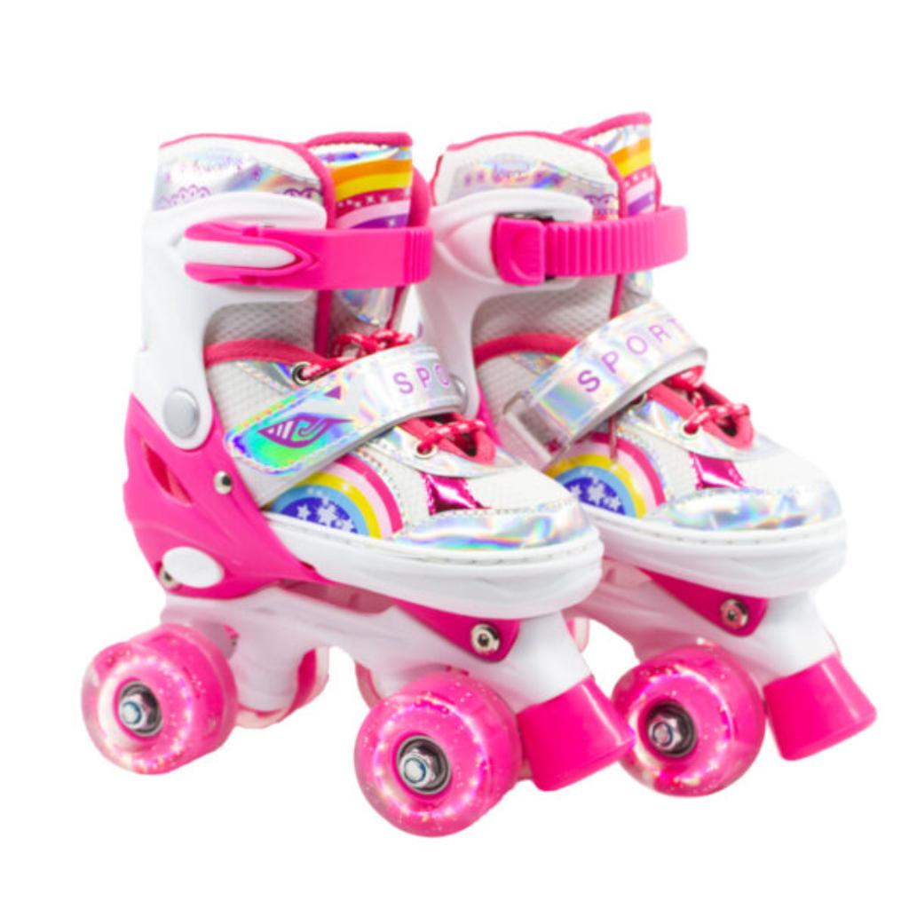 Combo infantil de Patines Ajustables +  Casco + Protecciones  con llantas de luz