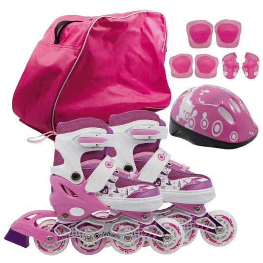Combo de Patines en linea + Kit de Protección + Casco + Rueda con luz