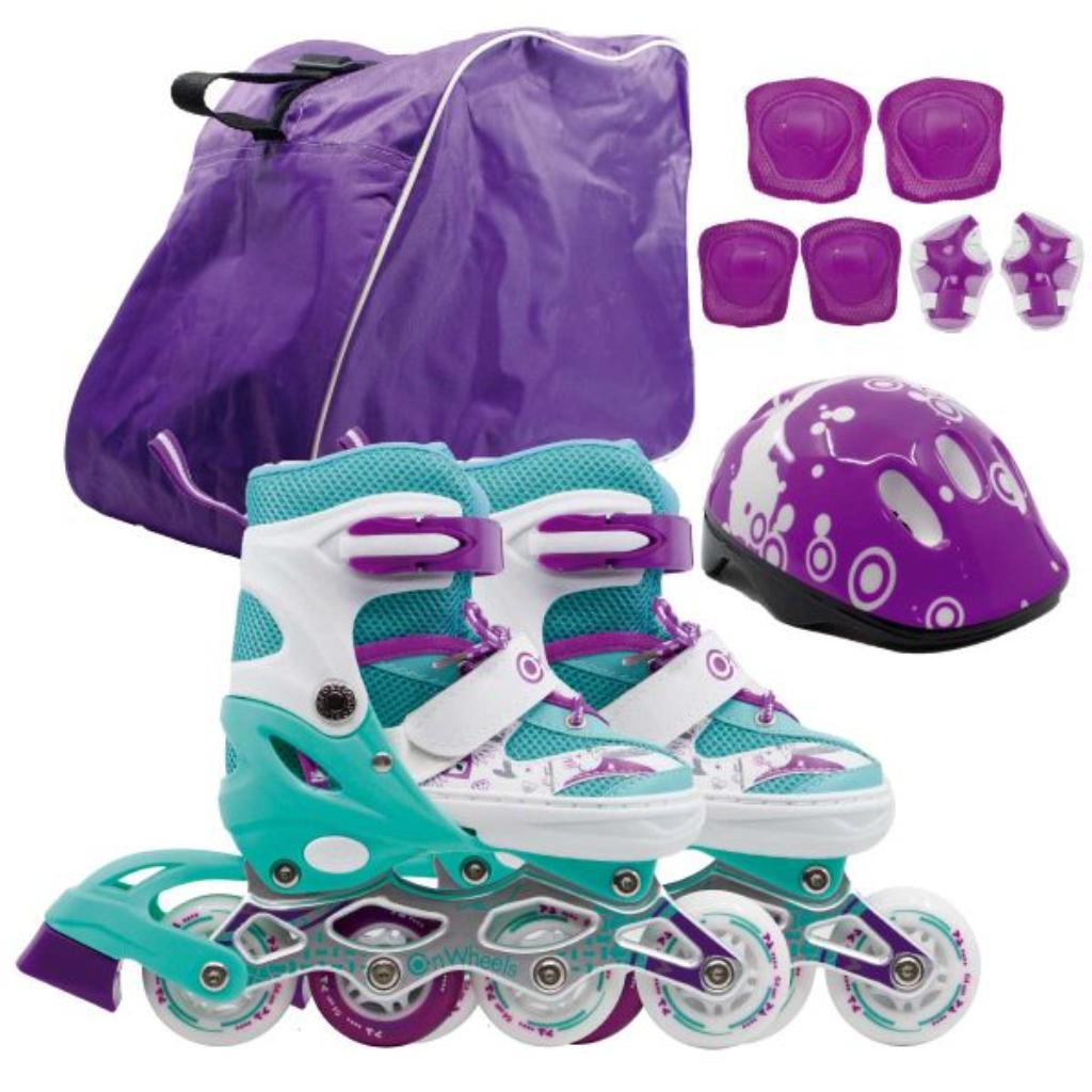 Combo de Patines en linea + Kit de Protección + Casco + Rueda con luz
