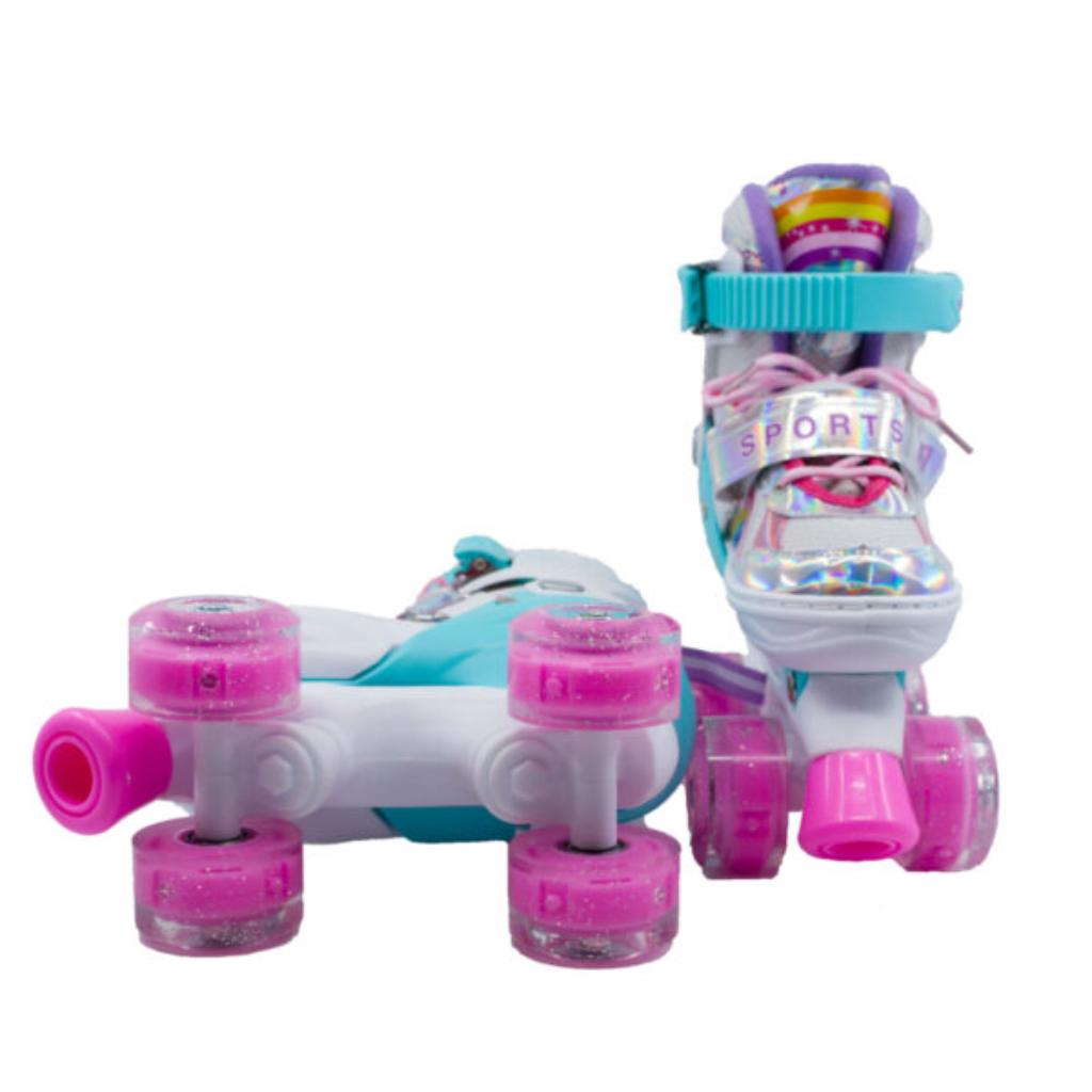 Combo infantil de Patines Ajustables +  Casco + Protecciones  con llantas de luz