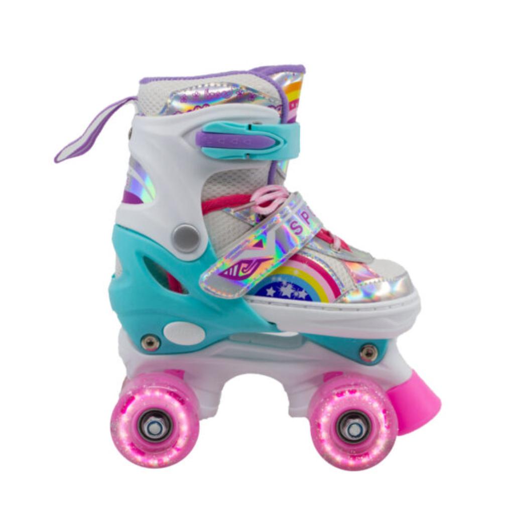 Combo infantil de Patines Ajustables +  Casco + Protecciones  con llantas de luz