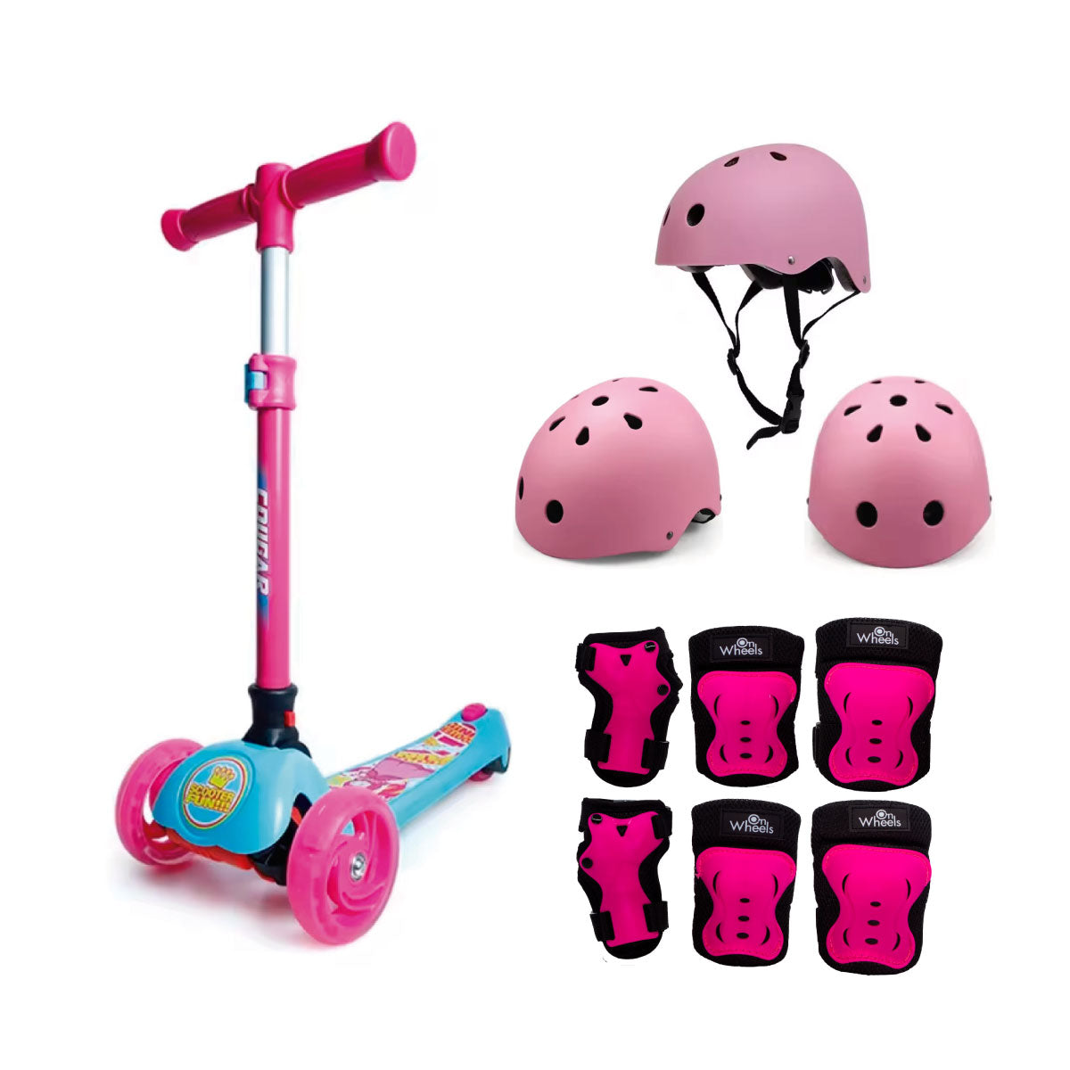 Scooter para niños Cougar Rosada con Azul MHB-23