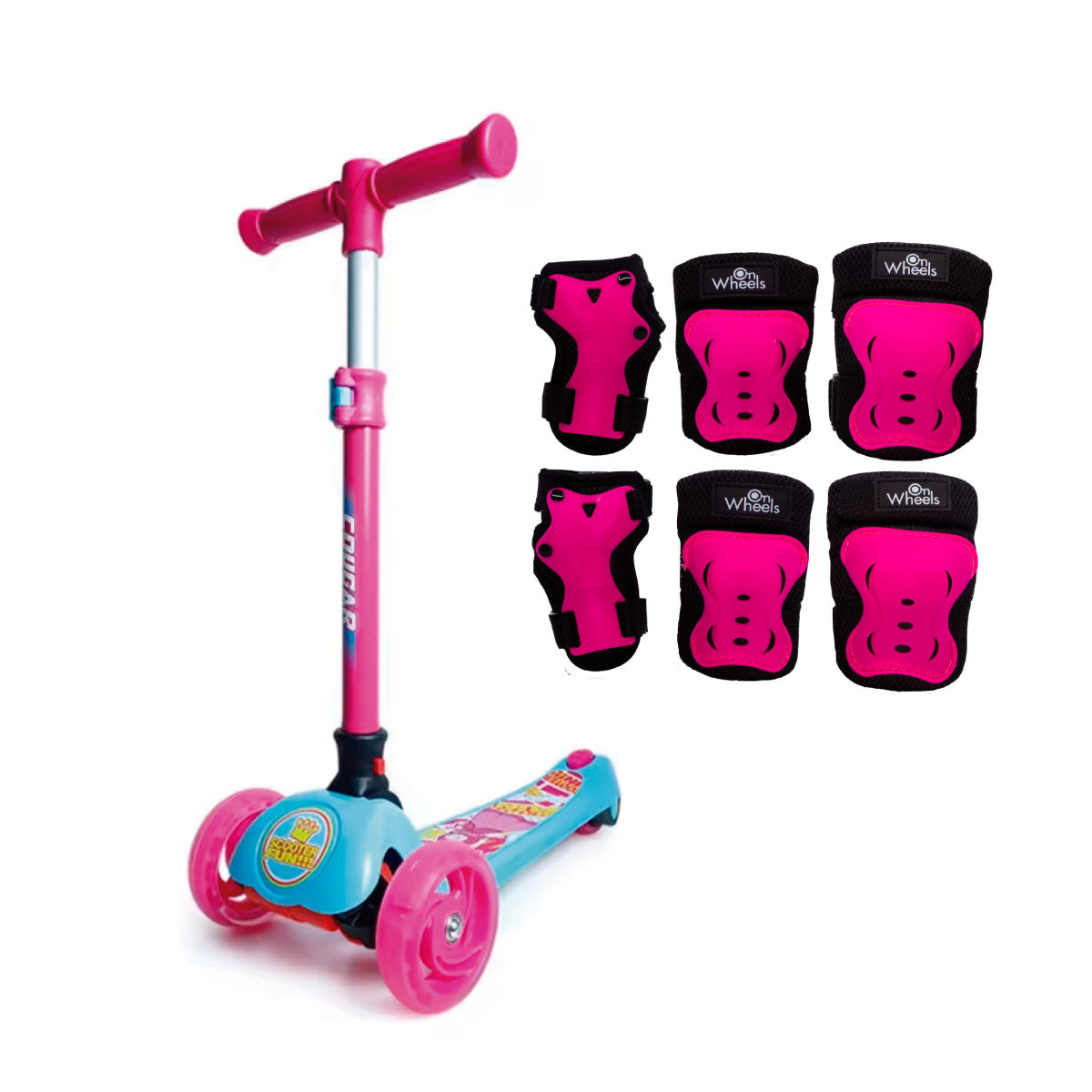 Scooter para niños Cougar Rosada con Azul MHB-23